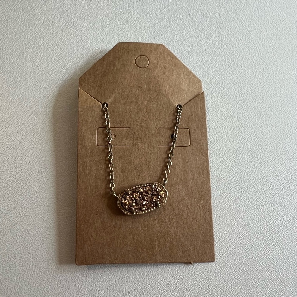 Kendra Scott Elisa Rose Gold Pendant Necklace in Rose Gold Drusy